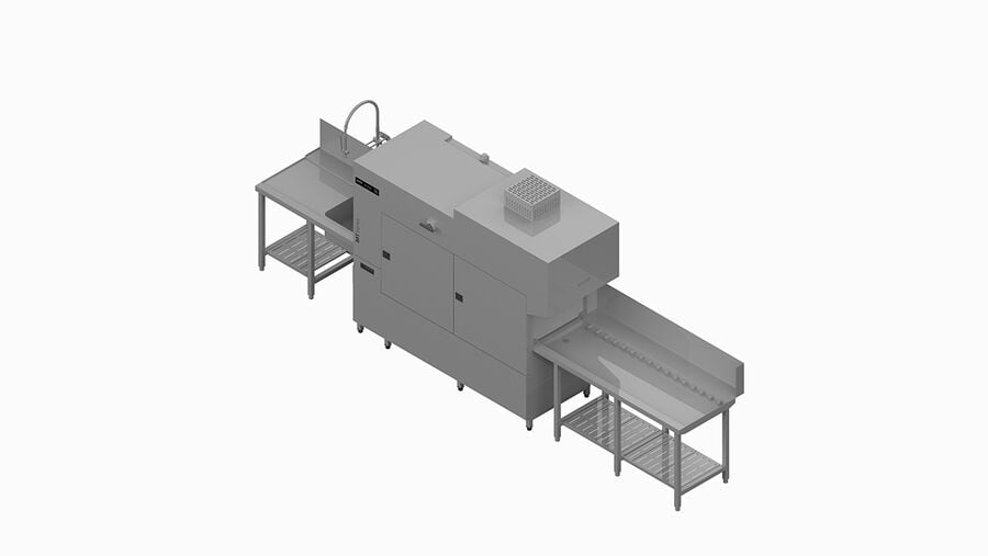 Lava-louças de transporte de racks MTR Winterhalter exemplo de planejamento