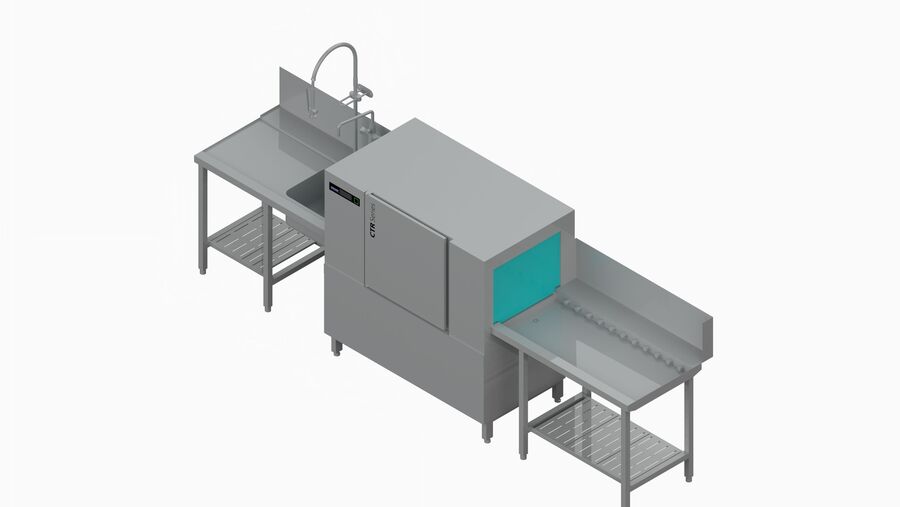 Lave-vaisselle à avancement automatique de casiers CTR&nbsp;M Winterhalter, exemple de planification