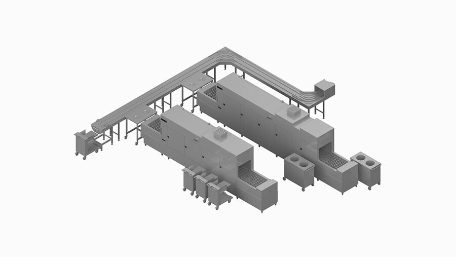 Lave-vaisselle à convoyeur MTF Winterhalter, Exemple de planification