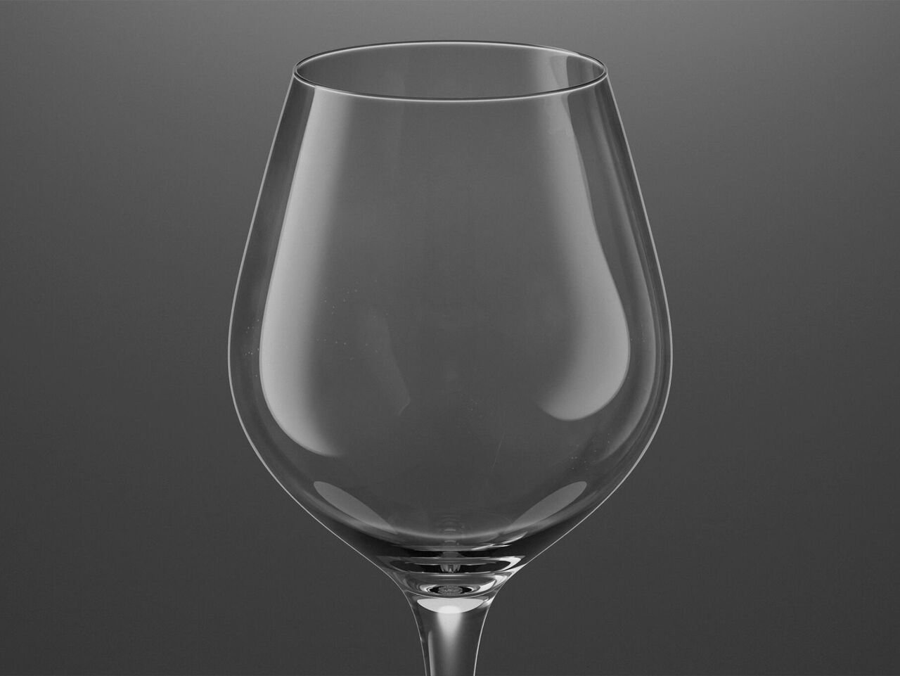 Glass corrosion: weak milky haze (cloud corrosion) Red wine glass with glass corrosion in form of a weak milky cloudiness (cloud corrosion)