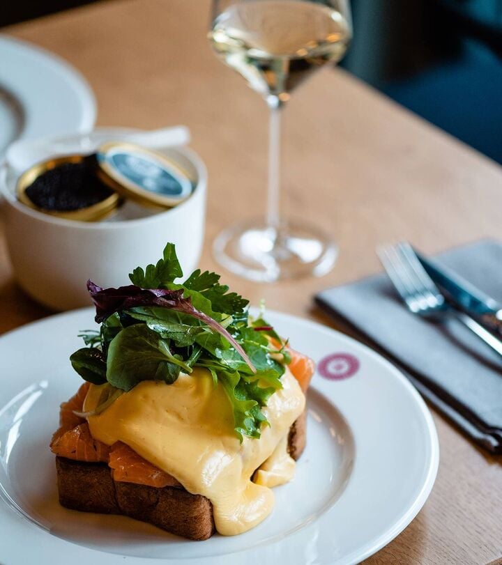 Eggs Benedict caviar: Brioche, home-pickled salmon, two poached eggs, hollandaise, 10g Attilus caviar Eggs Benedict caviar: Brioche, home-pickled salmon, two poached eggs, hollandaise, 10g Attilus caviar