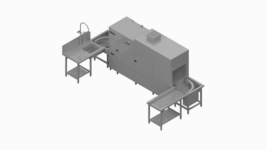 Esempio di progettazione lavastoviglie ad avanzamento automatico a cestelli MTR Winterhalter