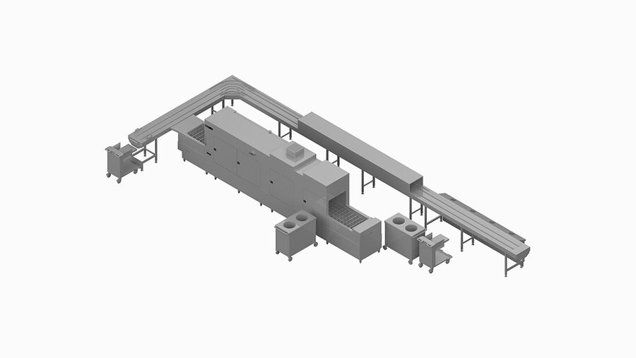 Esempio di progettazione lavastoviglie ad avanzamento automatico a nastro MTF Winterhalter