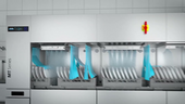 Winterhalter conveyor dishwashers speed-dependent rinse water volume Winterhalter conveyor dishwashers speed-dependent rinse water volume