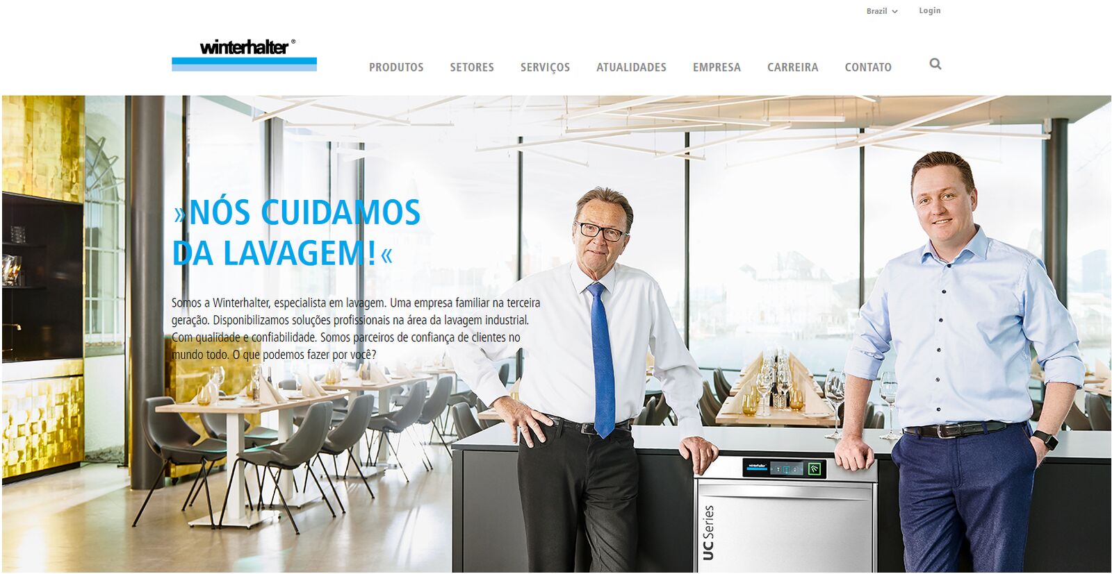 O novo mundo online da Winterhalter:  Claro.  Simples.  Foco no cliente. 