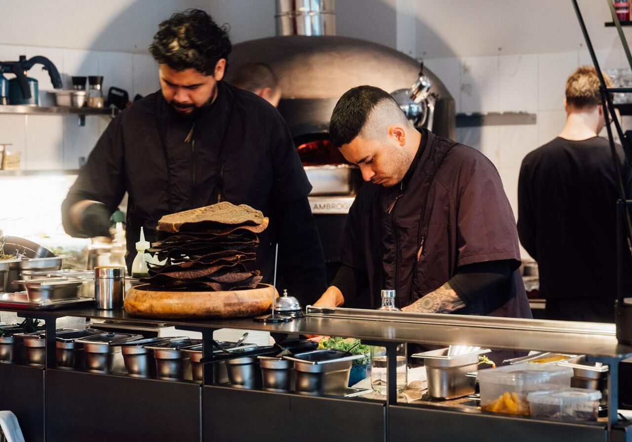 Chefs preparing dishes