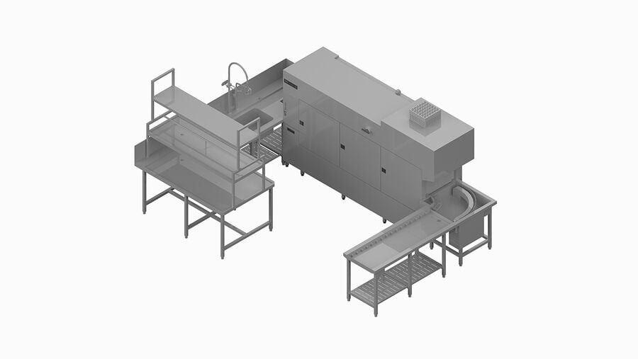 Lave-vaisselle à avancement automatique de casiers MTR Winterhalter, Exemple de planification