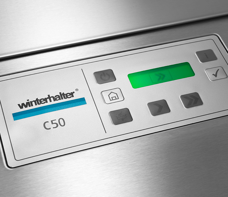 Indicador independiente del idioma del lavaplatos de arrastre de canastas C50 de Winterhalter Indicador independiente del idioma del lavaplatos de arrastre de canastas C50 de Winterhalter