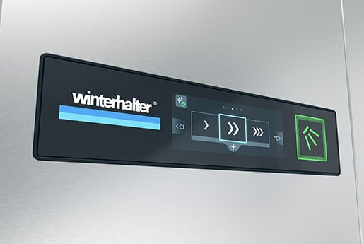 Detalle del tren de lavado de cinta transportadora MTF Winterhalter Detalle del tren de lavado de cinta transportadora MTF Winterhalter