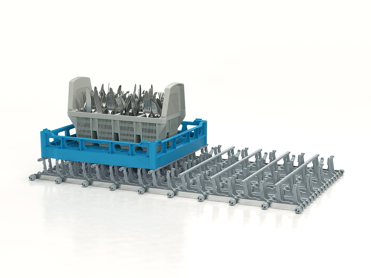 Ταινία μεταφοράς με δόντια 60 mm πλυντηρίου πιάτων με ταινία μεταφοράς MTF της Winterhalter Ταινία μεταφοράς με δόντια 60 mm πλυντηρίου πιάτων με ταινία μεταφοράς MTF της Winterhalter με ποτήρια και μαχαιροπίρουνα