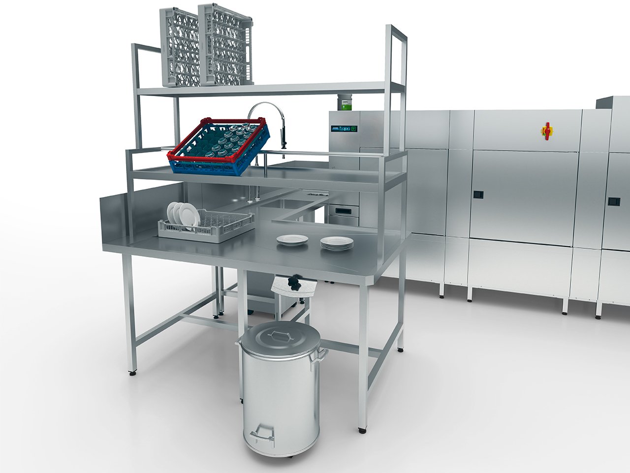Winterhalter korventransportvaatwasmachine MTR sorteertafel Winterhalter korventransportvaatwasmachine MTR sorteertafel