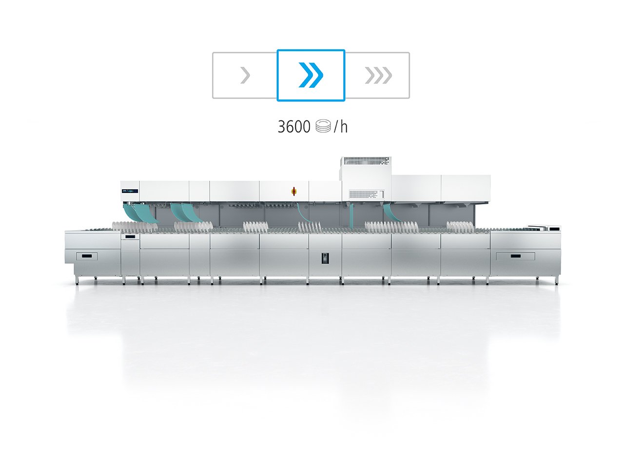 Adattamento flessibile della velocità lavastoviglie ad avanzamento automatico Winterhalter