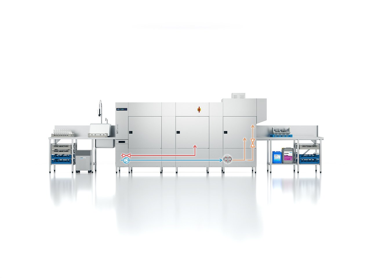 Winterhalter conveyor dishwashers separate tank filling Winterhalter conveyor dishwashers separate tank filling