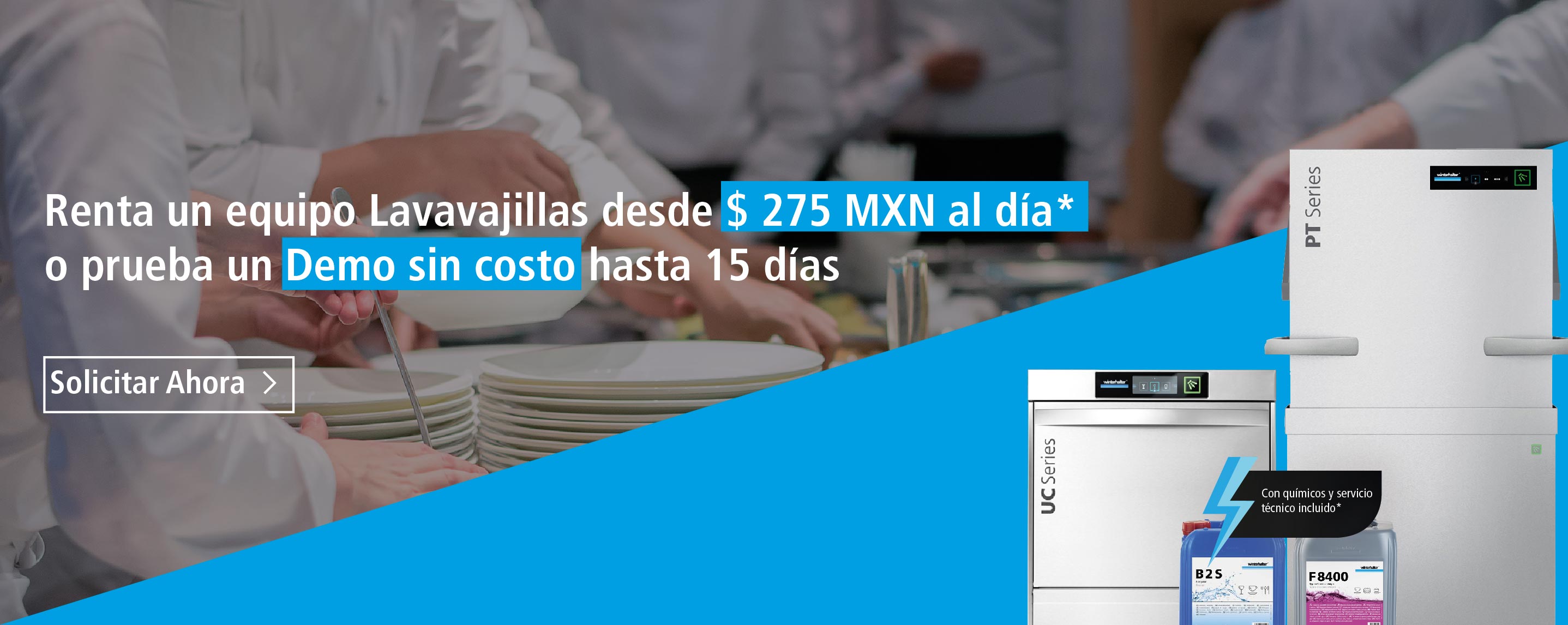 Renta un equipo lavavajillas desde $275 MXN al dia o prueba gratis por 15 días
